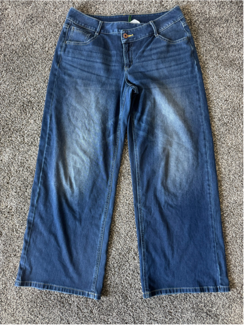 Halara Flex™ Asymmetric Low Rise Wide Leg Blue Jeans Size Medium - Picture 6 of 13